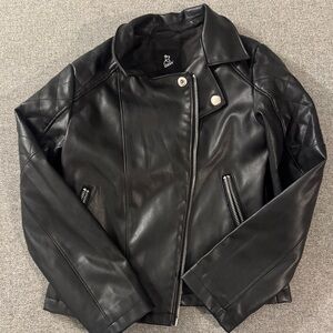 5/$15- Classic Black Faux Leather Moto Jacket - Caslon